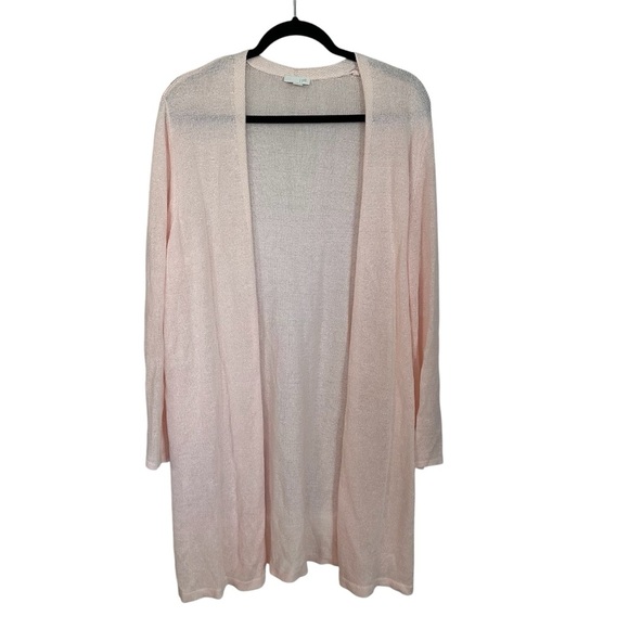 J. Jill Women’s Long Sleeve Light Pink Linen Blend Open Front Cardigan L GUC - Picture 1 of 7
